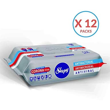 Carton de 12 Paquets de lingettes désinfectantes