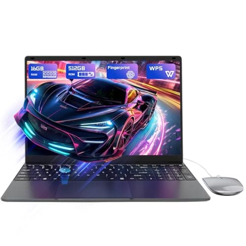 PINSTONE 15,6" Ordinateur Portable 16Go RAM 512Go SSD, PC Portable Celeron N5095 CPU, Ouverture à 180° du Portable, Laptop Computer avec écran FHD 1080P, WiFi5, Bluetooth4.2, USB3.0, Webcam, Touch ID