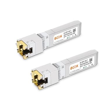 6COMGIGA Lot de 2 modules en cuivre 10G SFP+ RJ45, émetteur-récepteur 10GBase-T SFP+ vers RJ45, CAT6A/CAT7, 30 m, Compatible avec Cisco SFP-10G-T-S/Ubiquiti UF-RJ45-10G/MikroTik/D-Link