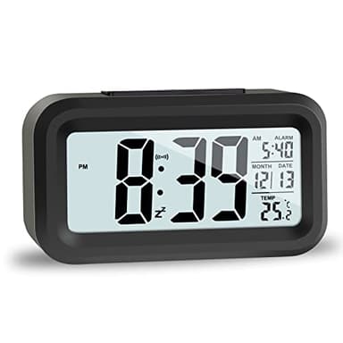 JOPHEK LCD Horloge Digitale Réveil, Réveil De Voyage avec Température Date Snooze, Horloge Numérique sans Tic-Tac pour Chambre Bureau de la Famille