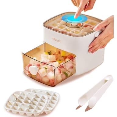 Amoilly Bac à glaçons avec couvercle, moules à glaçons en silicone de qualité alimentaire avec bac, 48 bacs à glaçons, libère tous les glaçons dans une presse