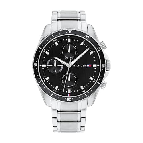 Tommy Hilfiger Montre Analogique Multifunction à Quartz pour Homme avec Bracelet en Acier Inoxydable Argenté - 1791835