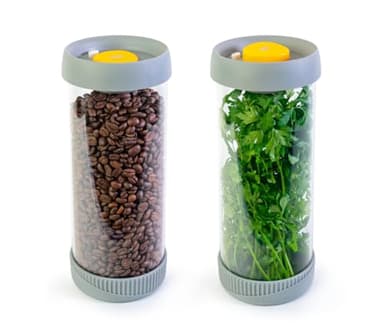 PIKA | Lot de 2 bocaux sous vide en verre 1,5L | Couvercle avec mise sous vide intégrée | Boîte de rangement alimentaire hermétique | café, céréales, biscuits, chips, herbes fraiches, anti mites