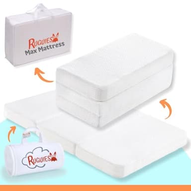 RUGUIES Max- Matelas Bebe 60x120 Pliable- Matelas Lit Un Maximum de Confort-Portable, Pliable et Reversible-Tapis Eveil Bebé-Coverage Washable, Waterproof et Antidérapante- Certificate Oeko-TEX.