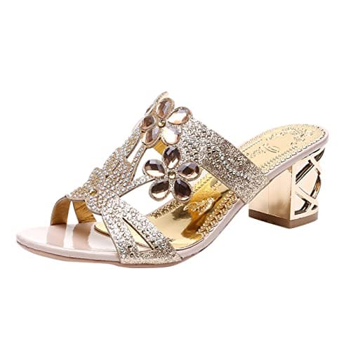 Mules pour femme avec talon - Escarpins pour femme - Sandales d'été - Sandales de plage - Sandales compensées - Sandales de loisirs - Chaussures de princesse - Confortables et élégantes - Chaussures