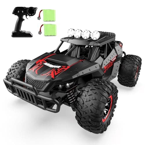 Voiture Tout-Terrain télécommandée pour l'extérieur avec 2 Batteries 70 Minutes 1:16 Échelle RC Voiture Buggy 25KM/H Télécommande Voiture de Course Crawler Truck 4x4 Car Jouet Cadeau pour Enfants