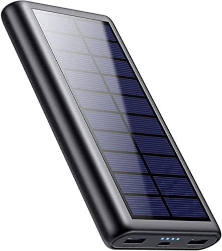 QTshine Batterie Externe Solaire 26800mAh Power Bank Haute Solaire Capacité Chargeur Portable 2 Ports USB Batterie de Secours Compatible avec iPhone 16 15 14 Pro Samsung Huawei Oppo Xiaomi etc