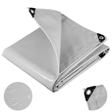WOLTU Bâche de Protection avec Oeillets Bâche Imperméable PVC 500g/m² Ultra Lourde et Résistante Revêtue des Deux côtés en Aluminium Couverture Étanche pour Jardin, Piscine,2x3m,Gris Clair