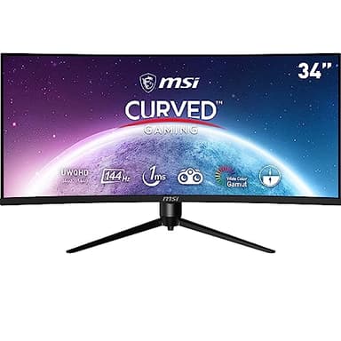 MSI Optix MAG342CQR Écran Gaming Incurvé UWQHD 34" - 1500R, Dalle VA, 3440x1440, 144Hz / 1ms, Adaptive Sync, HDR Ready, Mystic Light, Pied de Support Réglable 4 Directions - DP 1.4, HDMI 2.0