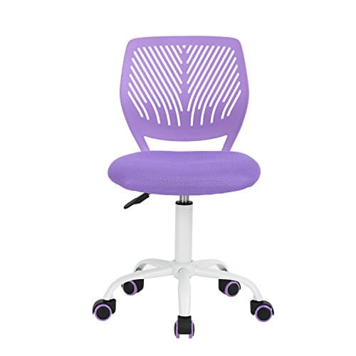 FurnitureR Colourful Desk Chair, Modern Adjustable Design Computer Seat, Swivel Armless Desk Task Chair, Kids Study Room Home Office Chair Task Chair, Purple