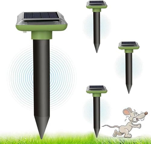 Lot de 4 répulsifs solaires Anti-Taupes - Répulsif Contre Les Taupes - Répulsif Contre Les campagnols - Répulsif à ultrasons - Répulsif Solaire Contre Les Taupes