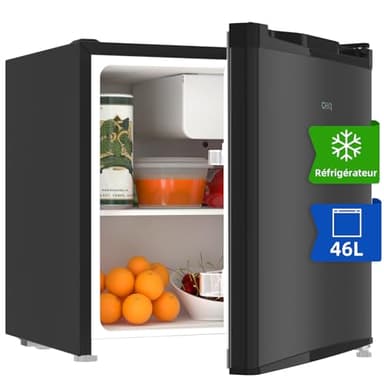 CHIQ Mini réfrigérateur 46L, 47x44,7 cm, Réfrigérateur de table avec porte-bouteilles, Thermostat réglable, Faible bruit, Pour chambre, Cuisine, Salon foncé 2023