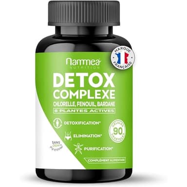Detox puissant & rapide foie reins côlon-Draineur-Détoxifiant-Diurétique-Laxatif-Coupe faim minceur perte de poids-Brûle graisse-Chardon Marie-Bardane-Certifié BIO-90 gélules