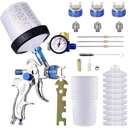 Pistolet Peinture Air Comprimé, Pulvérisateurs de Peinture pour Peinture Murale, TOOSOAR Pistolet a Peinture Carrosserie avec 3 Buses