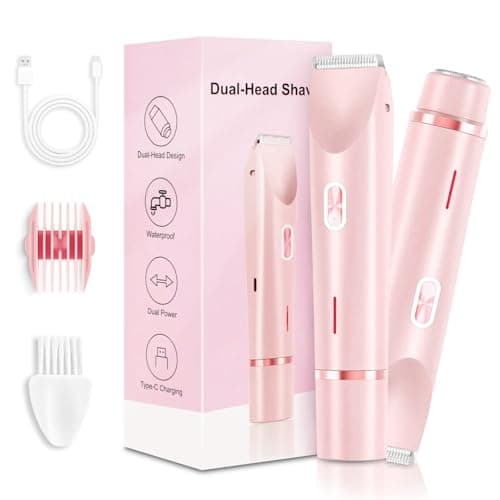 Silky Splash Rasoir électrique 2 en 1 à double tête pour femme zone intime Pro, IPX7 étanche sans fil Wet & Dry Bikini Trimmer, rasoir électrique pour femme avec station de charge USB