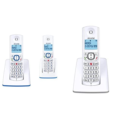 Alcatel F530 Duo - Telephone sans Fil avec Blocage d'appels evolué, Mains Libres de qualité - Blanc/Bleu & F530 - Telephone sans Fil avec Blocage d'appels evolué, Mains Libres, Blanc/Gris