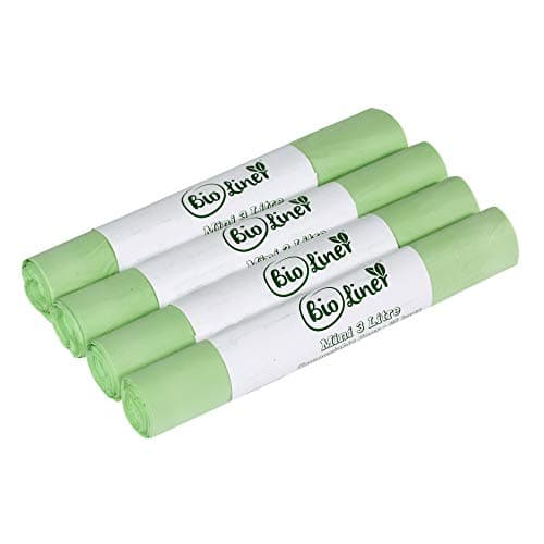 Lot de 100 mini sacs compostables de 3 L pour plan de travail de cuisine pour déchets alimentaires EN13432