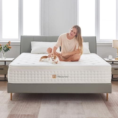 Hiepunos Matelas 180x200 26cm Épaisseur, Matelas à Ressorts Ensachés et à Mémoire de Forme, Hybride Matelas, 7 Zones de Confort, H3 Moyenne Ferme, Soutien Parfait, Respirant