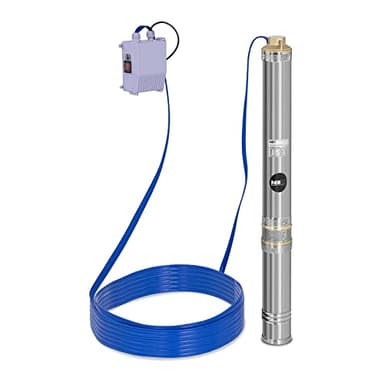 MSW Pompe Immergée Pompe de Puits Submersible MSW-SPP43-075 (4800 L/h, 750 W, Profondeur de pompage max. 88 m, Diamètre de la pompe 95 mm, Acier inox)