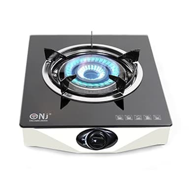 NJ NGB-S1 Réchaud gaz Portable Intérieur - Plaque de cuisson Gaz Autoportante en Verre Noir à Gaz avec Brûleur GPL pour Caravane et Camping Extérieur 4,2 kW