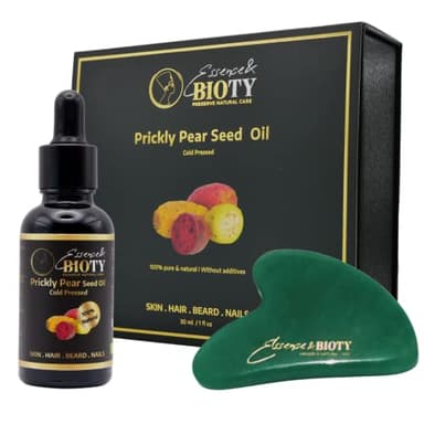 Huile de Pépins de Figue de Barbarie Bio 100% Pure Pressée à Froid | Anti-Âge, Anti-Cernes, Hydratant pour Visage, pousse Cheveux et Ongles | Gua Sha jade offert huile de figue de barbarie bio visage