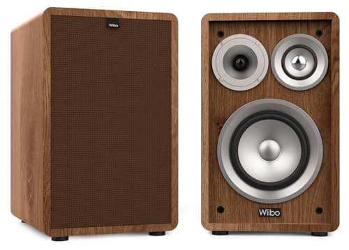Wiibo Vintage 6 Walnut - Enceintes de bibliothèque HiFi - Puissance 100 W - Haut-parleurs 3 Voies - Grille Amovible - Tweeter 2", Squawker 3" et Woofer 5" - Son Surround