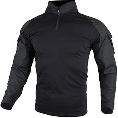 zuoxiangru Hommes Tactique Combat T-Shirt, Ripstop Respirant Multicam Chemise pour la Chasse Militaire Airsoft - Noir - M (Taille Fabriquant : Tag XL)