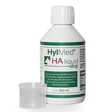 HylMed HA Liquid Dog, 250 ml, acide hyaluronique, collagène et autres nutriments pour soutenir les articulations et le plaisir de bouger le chien jusqu'à 50 jours