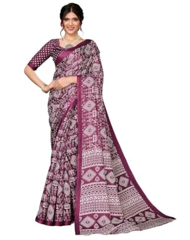 KULIA® Sari Bollywood Avec Chemisier Non Cousu Robe Indienne Tenue De Soirée Sari Robe Traditionnelle Collection De Mariage Femmes Accessoires De Mariage Robe Ethnique En Tissu Indien Sari En Soie