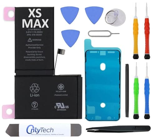OnlyTech Batterie Premium de Remplacement pour iPhone XS Max - 3174mAh, Identique à l'Original, Kit 12 Outils Professionnels et adhésif écran Inclus