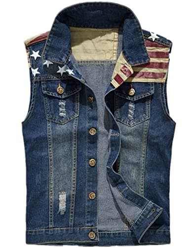 Gilet en jean déchiré pour homme Décontracté sans manches Biker Fashion