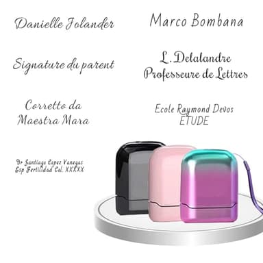 Tampon signature, tampon personnalisé avec nom | 5 styles et 4 couleurs d'encre et 50 choix de polices 【Encre gratuite】
