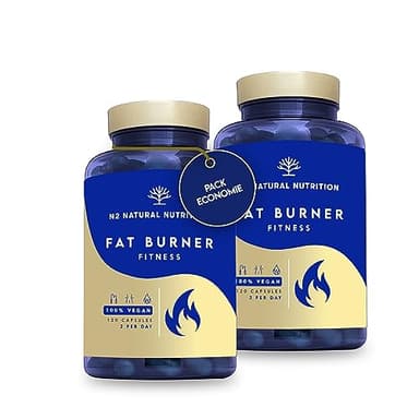 Bruleur de Graisse Puissant Naturel avec Thé Vert, Guarana, L-Carnitine, Café Vert. Puissant Minceur. Fat Burner Amincissant. Hommes et Femmes. Certifié VÉGAN.CE. N2 Natural Nutrition