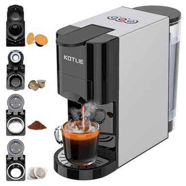 KOTLIE Machine à café en capsules 4 en 1 pour NES/DG/café moulu/capsules ESE (44 mm), 19 bar, 1450 W, 800 ml (AC-513K)