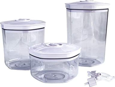 Maxxo VC1800 Lot de 3 bocaux pour Appareil de mise sous vide Volume 0,7/1,4/2l adapté aux aliments solides et liquides Boîtes de mise sous vide professionnelles pour vacuum sealer