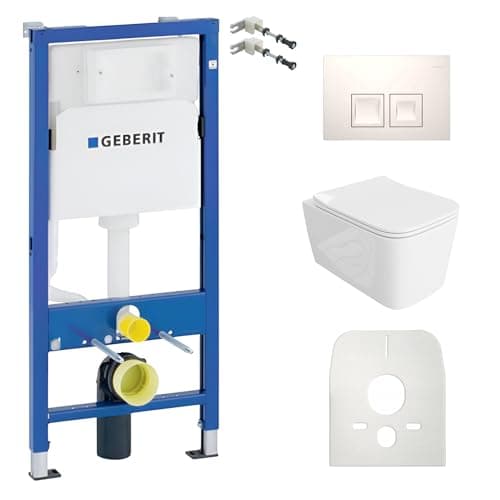 Lavita Duofix Kit complet de chasse d'eau encastré avec réservoir de chasse d'eau lavita Dalia blanc sans bord + abattant de WC avec système d'abaissement automatique + panneau de commande Delta 25