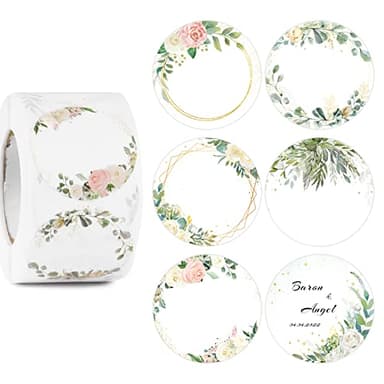 BETESSIN 500pcs 4cm Autocollants Rond Guirlande Etiquette Stickers Adhésive Créatifs pour DIY Carte Faveur Mariage Emballage Cadeau Enveloppe