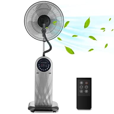 Aigostar Ventilateur Brumisateur, 95W, Silencieux, Ventilateur sur pied avec Télécommande, Minuterie 8h, Fonction ionique, Affichage LED - Forest Mist