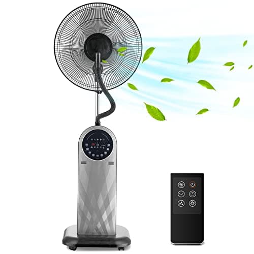 Aigostar Ventilateur Brumisateur, 95W, Silencieux, Ventilateur sur pied avec Télécommande, Minuterie 8h, Fonction ionique, Affichage LED - Forest Mist