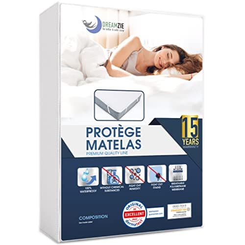 Protege Matelas 140x190 cm Imperméable Oeko TEX par Dreamzie - Alese 140x190 en Coton Respirant avec 4 Coins Elastiques