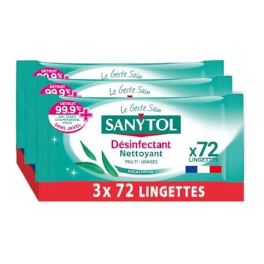 Sanytol Lingettes Multi-Usages Désinfectantes x 72 - Lot de 3