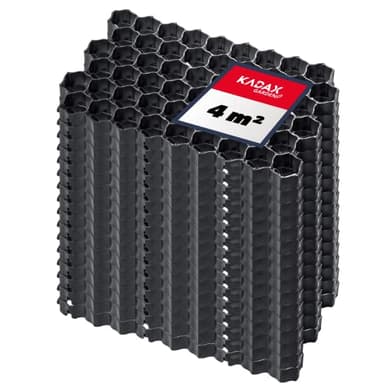 KADAX Dalles Stabilisatrices en Polyéthylène 60 x 40 cm, Stabilisateurs de Gravier, Dalles à Engazonner pour Jardins, Grilles de Gazon (Noir, Lot de 16)