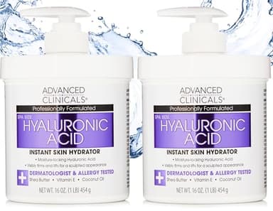 Advanced Clinicals Crème anti-âge à l'acide hyaluronique pour le visage, le corps, les mains. Hydratation instantanée pour la peau, taille spa. (2 - 473,6 g)