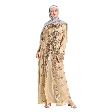 PINTUTU Robe Femme Musulmane Femme Dubai Islamique Luxe Kaftan Marocaine Caftan Robe Musulmane Mariage Grande Taille Robe Longue Abaya Manche Longue Islamique Robe Orientale Sari Indien,Cadeau Homme