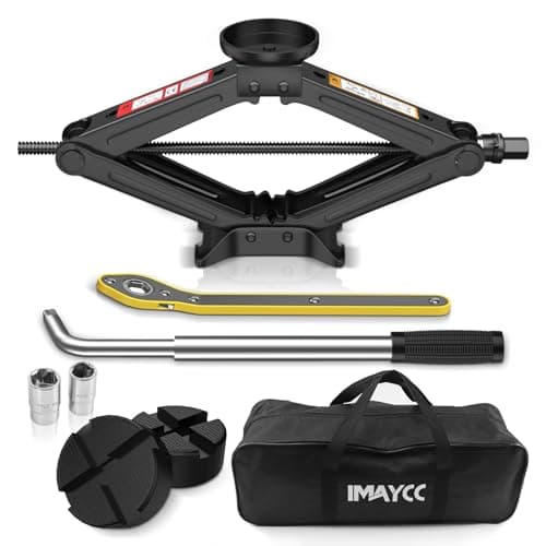 IMAYCC Cric Voiture 2.5T/2500kg, Universel Crique Voiture avec Tampon Caoutchouc, Portable Cric De Levage avec Clé pour Écrous De Roue, Kit d'urgence Automobile.