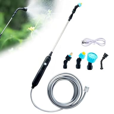 Hojalis Pulverisateur De Jardin Electrique, Pulverisateur Pour Toiture,Pulverisateur Electrique,Pulverisateur Lance Telescopique avec 4 Buses et 10M de Tuyau,USB Rechargeable,pour L'irrigation Pelouse