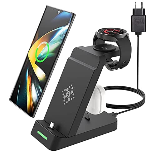 SPGUARD Chargeur Compatible pour Sam Sung Galaxy Watch 7/Ultra/6/5/5 Pro 4/3/Active 2.1 Station de Charge pour Galaxy S25/S24/S23/Note 20/10/Z Fold 6/5/Z Flip 6/5/Buds 3 Type C Multiples appareils