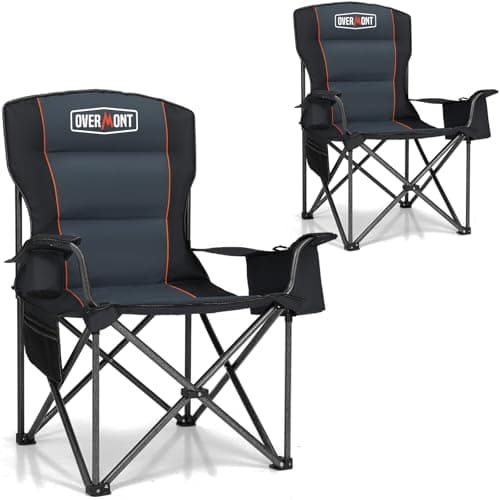 OVERMONT Paquet de 2 Chaise de Camping Pliante Portable avec Sac de Transport, Chaise Rembourrée pour Voyages en Plein Air Plage Pique-niques Randonnée