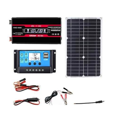 Kit Solaire 110V/220V 4000W Pour La Maison Système D'alimentation Solaire Complet Onduleur 4000W Et Contrôleur 30A + Panneau Solaire 18W18V Kits De Panneaux Solaires Complets Pour Camping-cars(Black,1