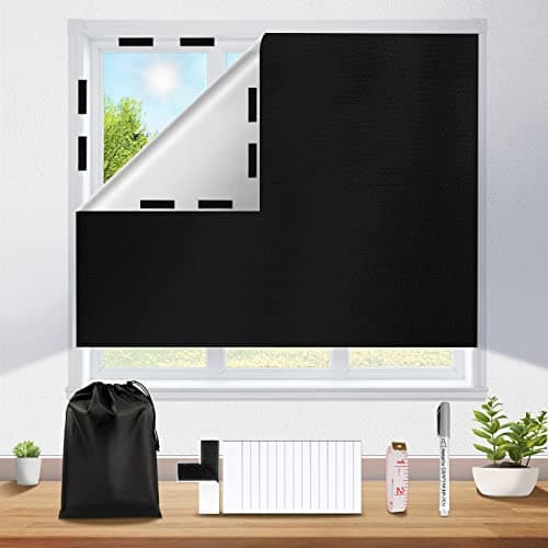 Store Occultant sans Percage, 200x148cm pour Velux, Fenetre Thermique avec Velcro, Tissu Isolant Thermique Intérieurs Rideau Opaque pour Fenetre de Toit Chambre Bureau Voyage Caravane Noir